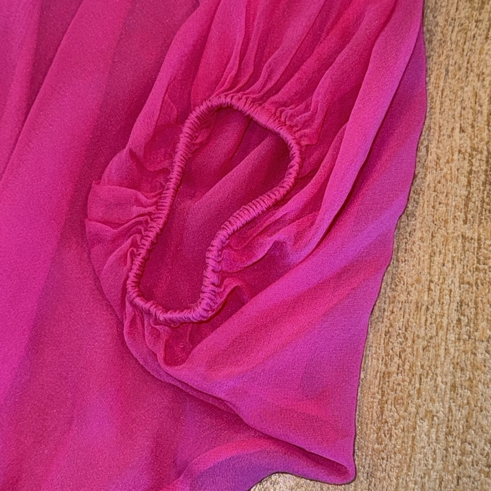 Diane von Furstenberg Emelia Pink Flowy Batwing Silk Sheer Blouse • XS/S 0-2 - Picture 5 of 16